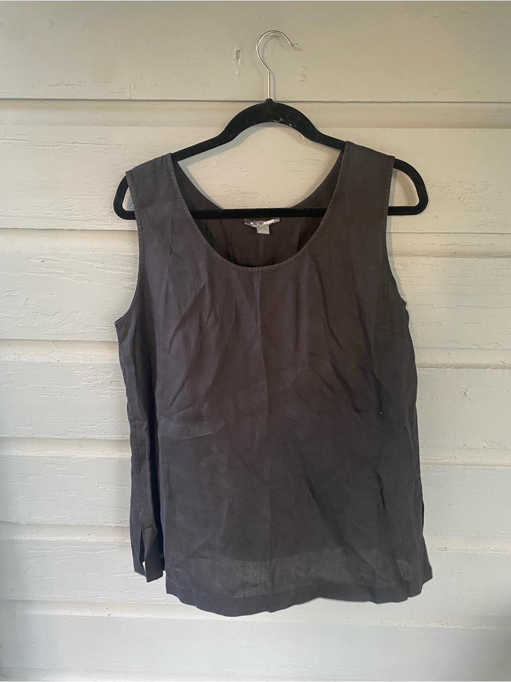 GoSilk Black Linen Top Sz Large
